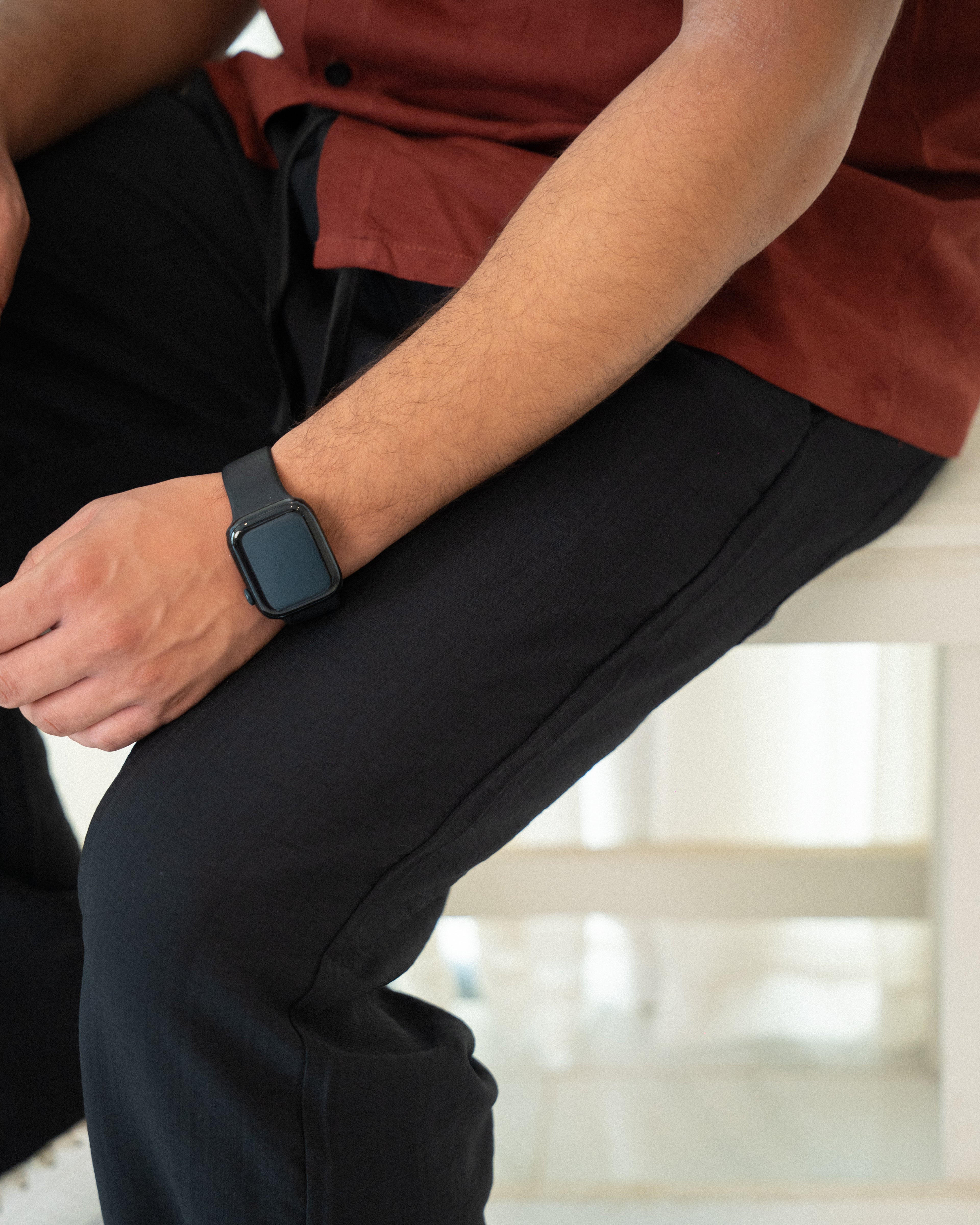 Straight Fit Linen Pant - Black