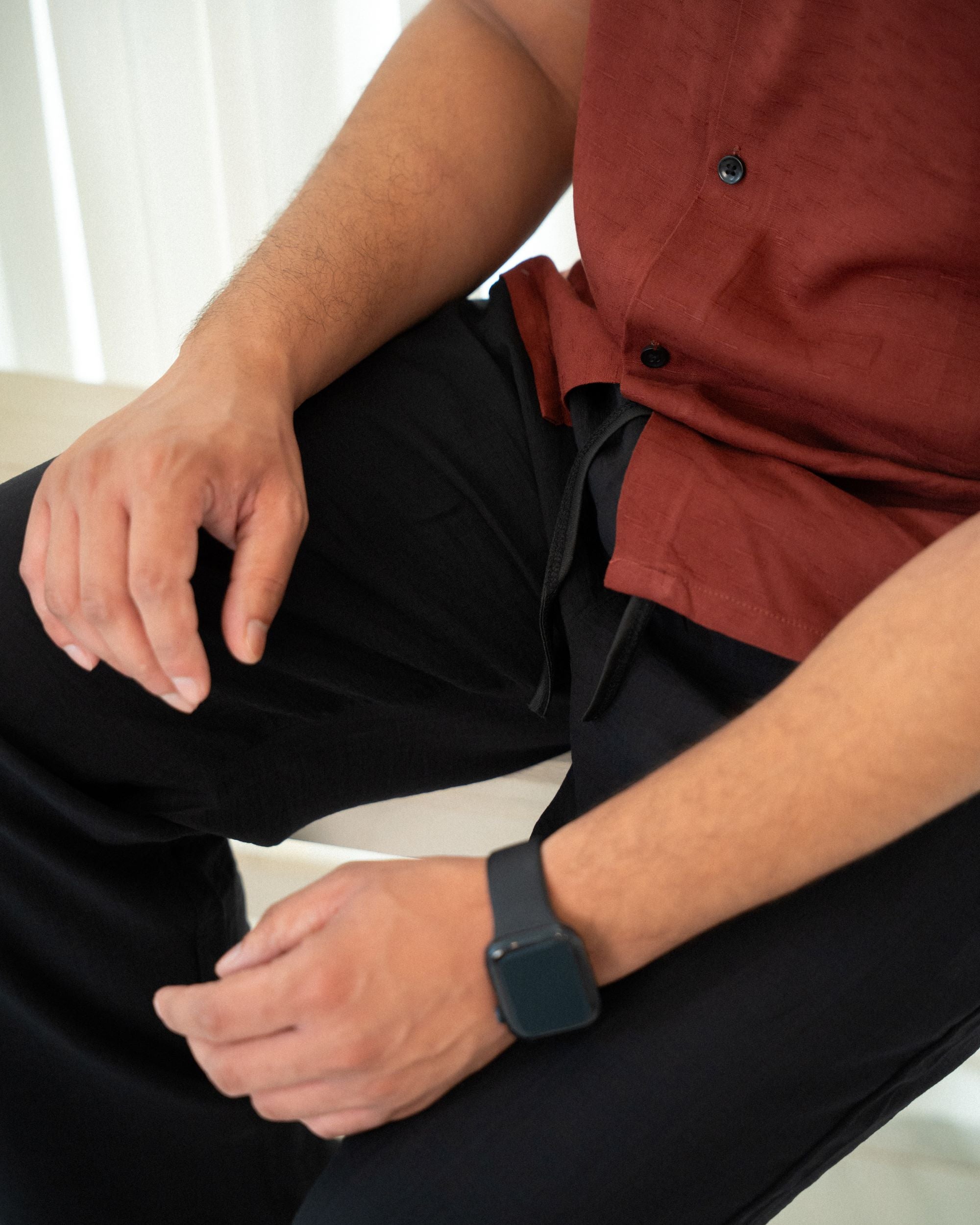 Straight Fit Linen Pant - Black