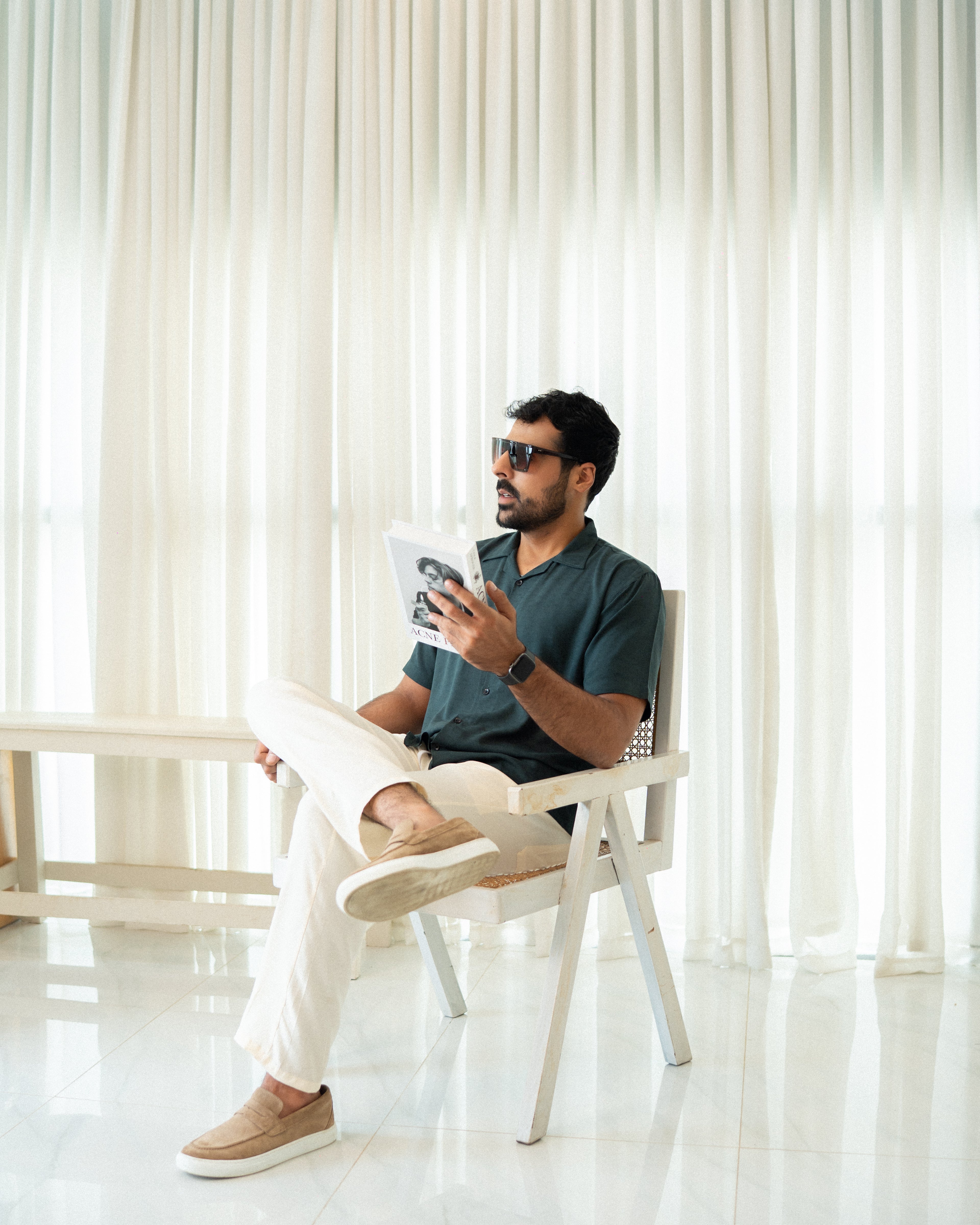 Straight Fit Linen Pant - Cream White