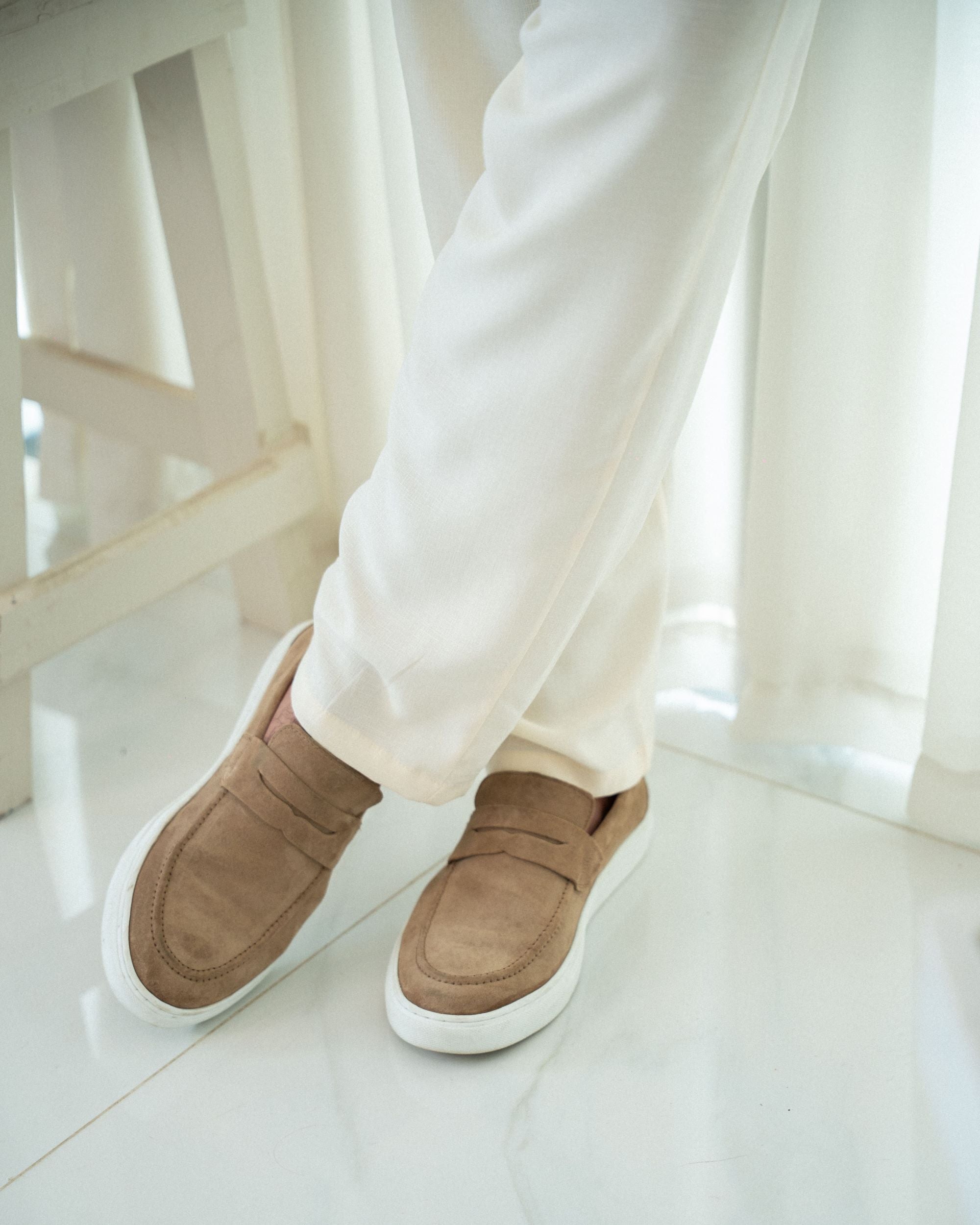 Straight Fit Linen Pant - Cream White
