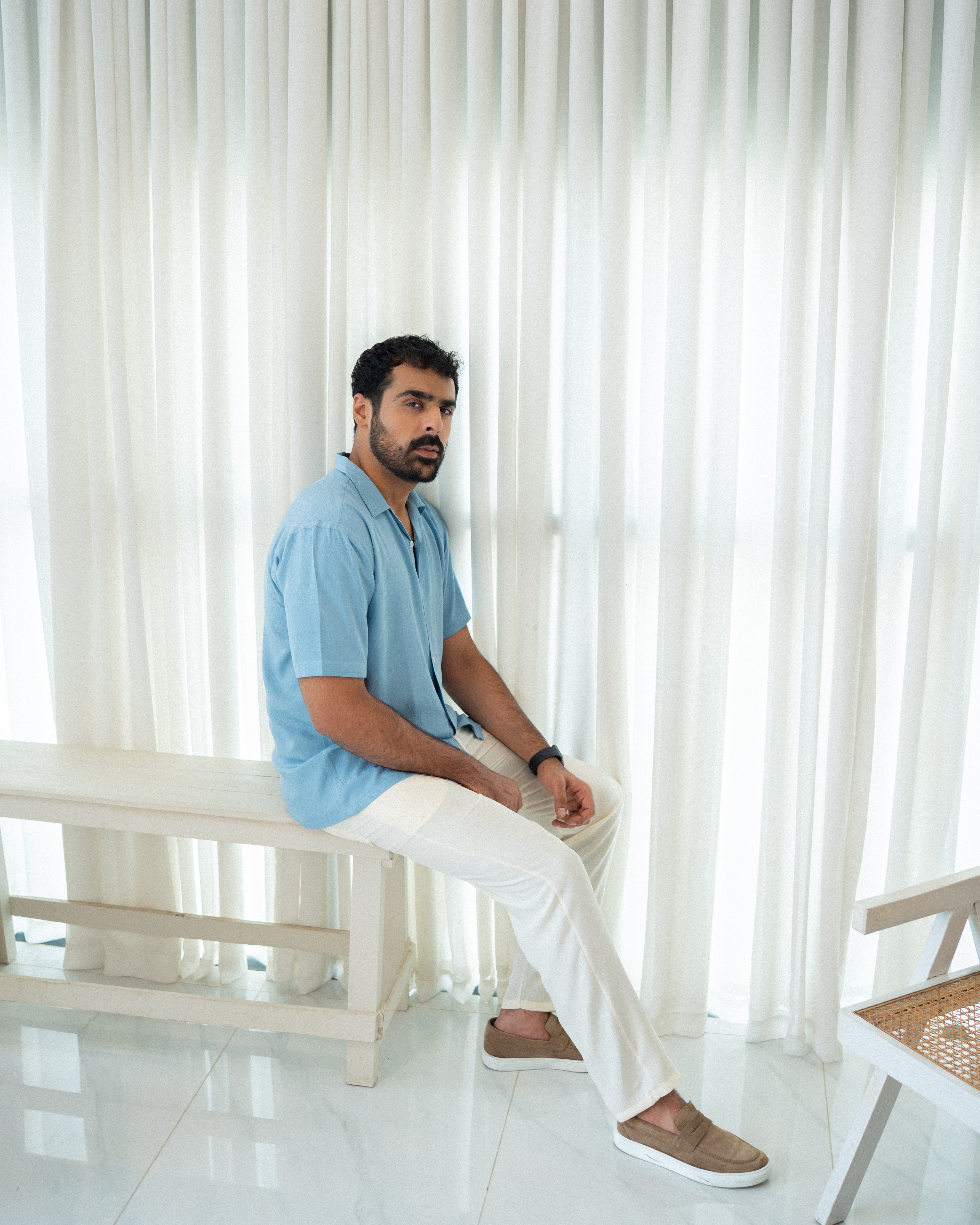 Sky Blue Cuban Collar