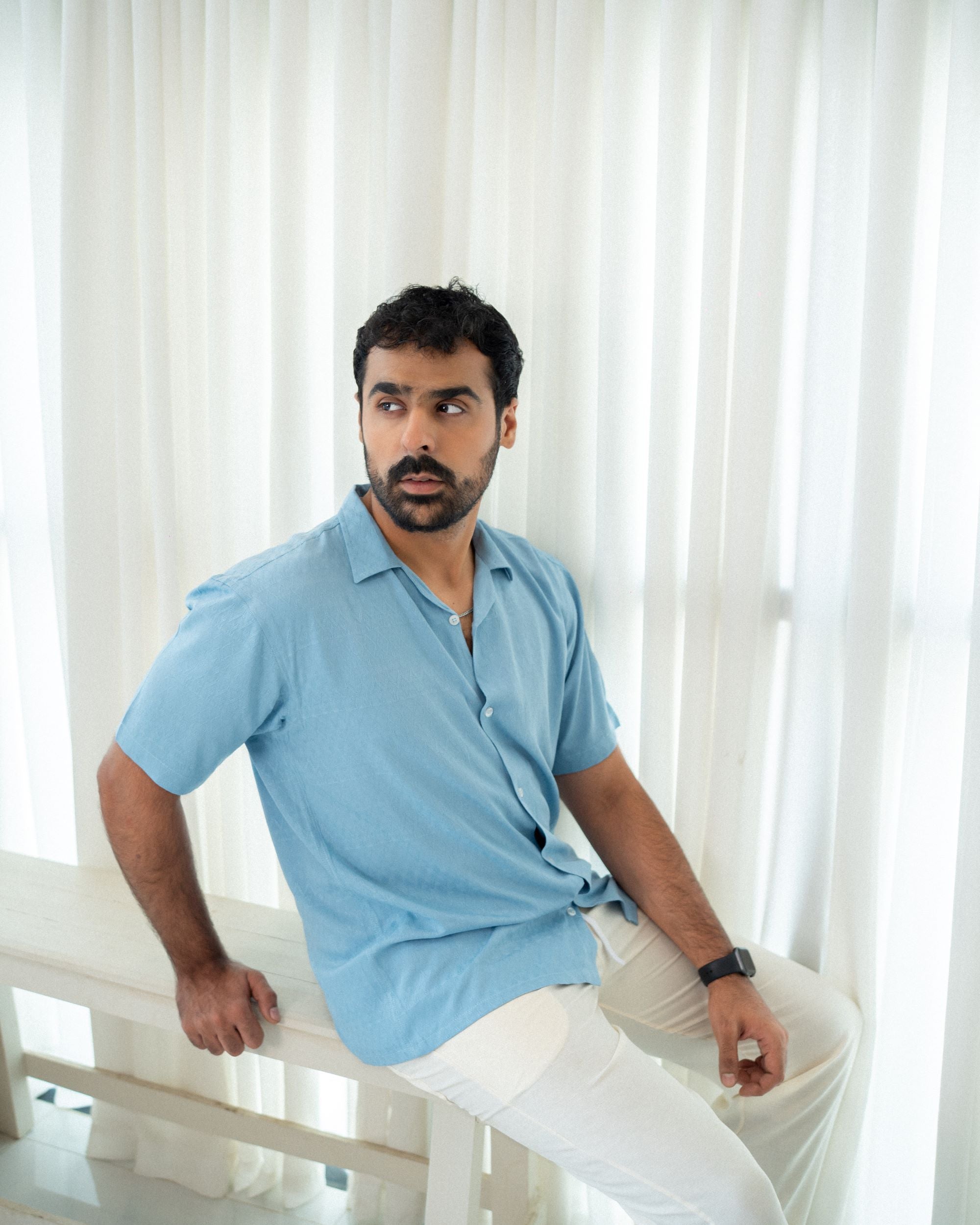 Sky Blue Cuban Collar