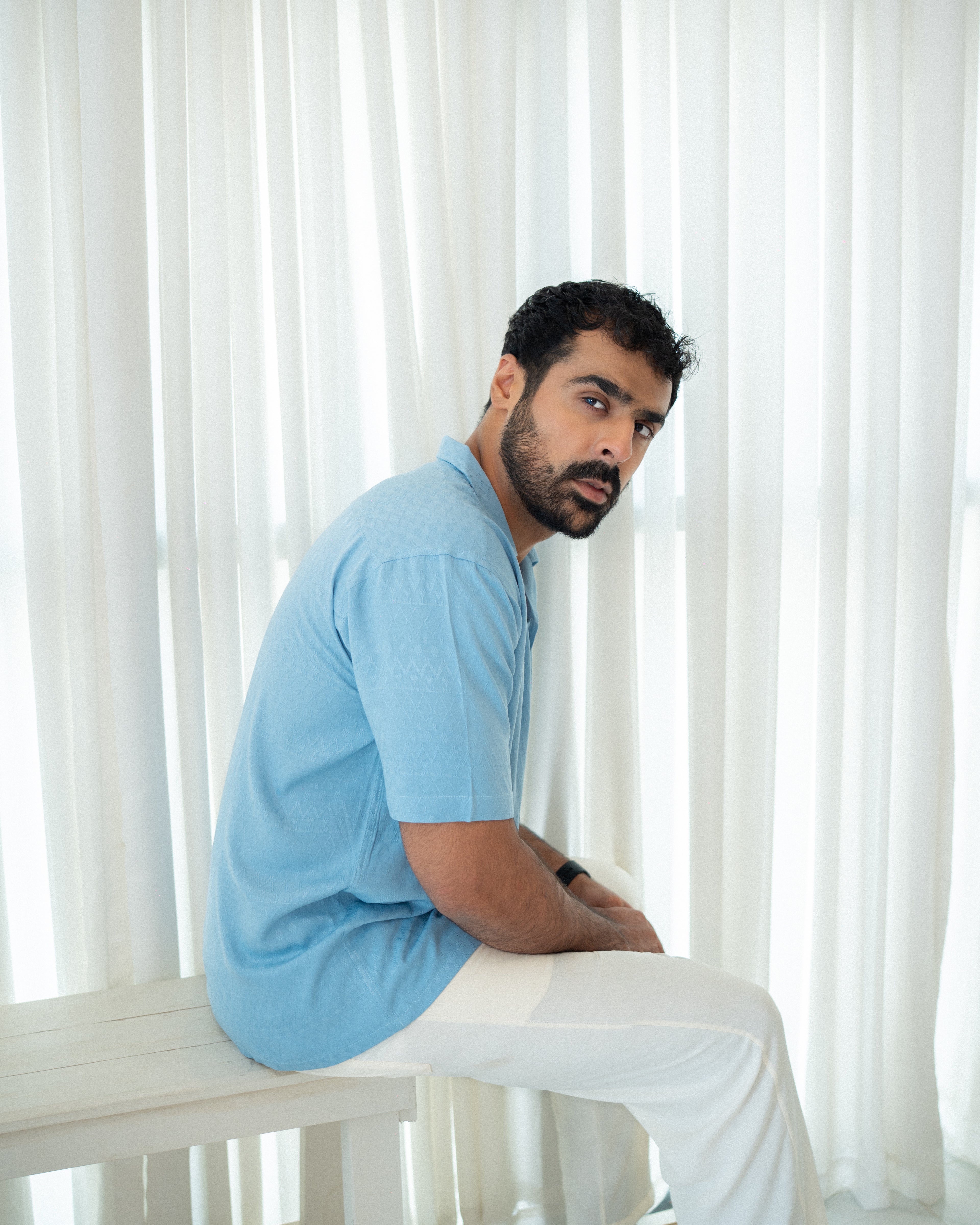 Sky Blue Cuban Collar